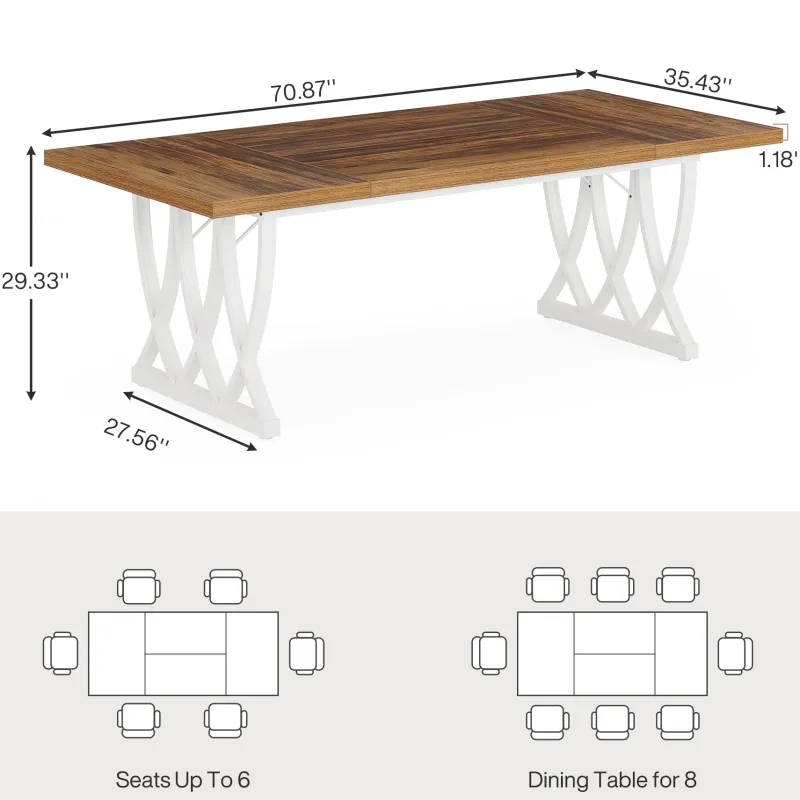 Tribesigns Dining Tables*70.8" Dining Table, Wood Kitchen Table Dinner Table for 6 - 8 People