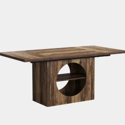 Tribesigns Dining Tables*63" Dining Table, Wood Kitchen Table with Storage for 4 - 6