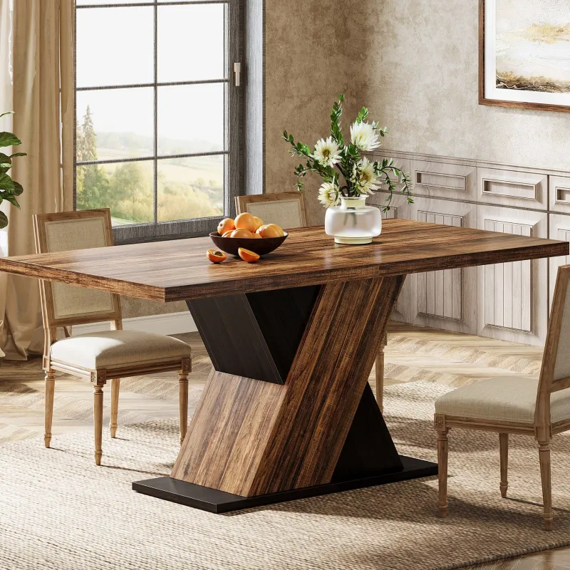 Tribesigns Dining Tables*55" Dining Table, Wood Kitchen Dinner Table for 4 - 6