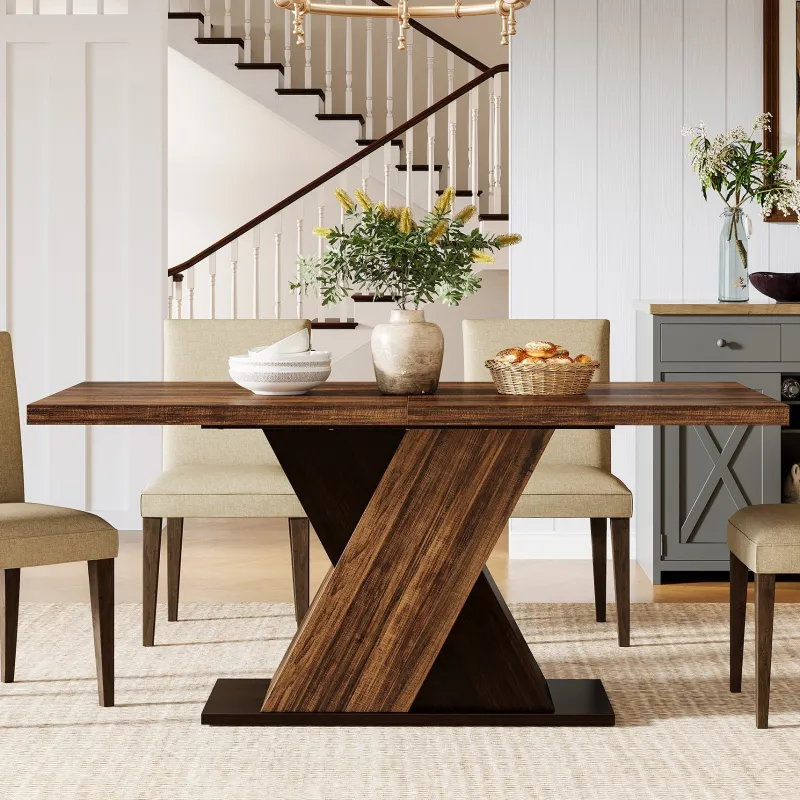 Tribesigns Dining Tables*55" Dining Table, Wood Kitchen Dinner Table for 4 - 6