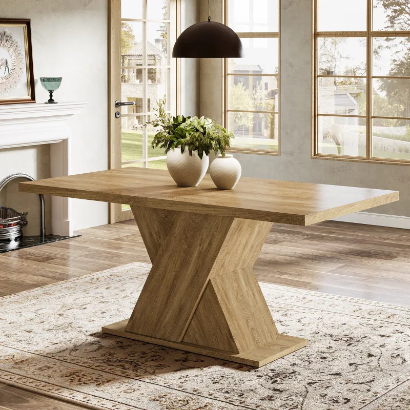 Tribesigns Dining Tables*55" Dining Table, Wood Kitchen Dinner Table for 4 - 6