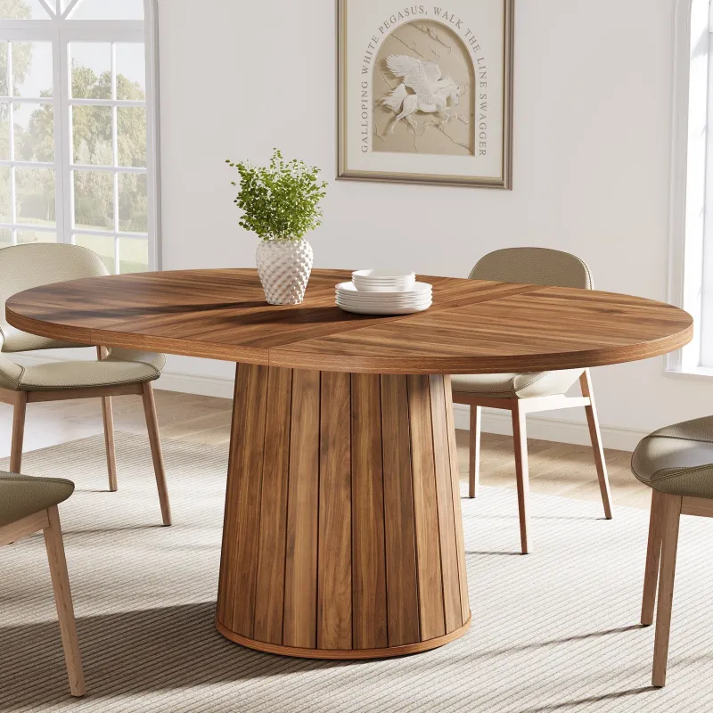 Tribesigns Dining Tables*55" Dining Table, Wood Oval Kitchen Dinner Table