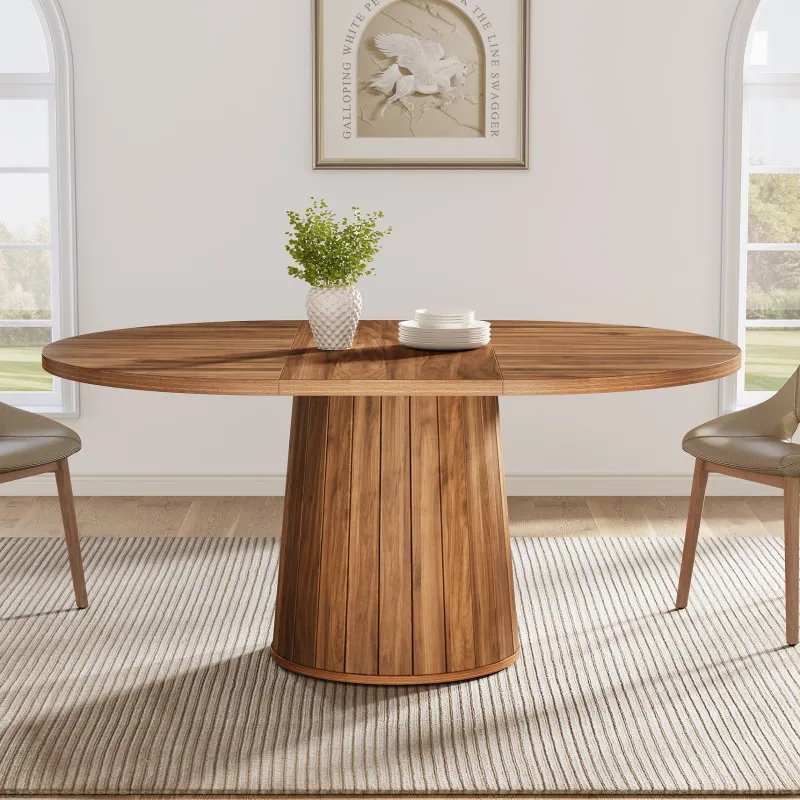 Tribesigns Dining Tables*55" Dining Table, Wood Oval Kitchen Dinner Table