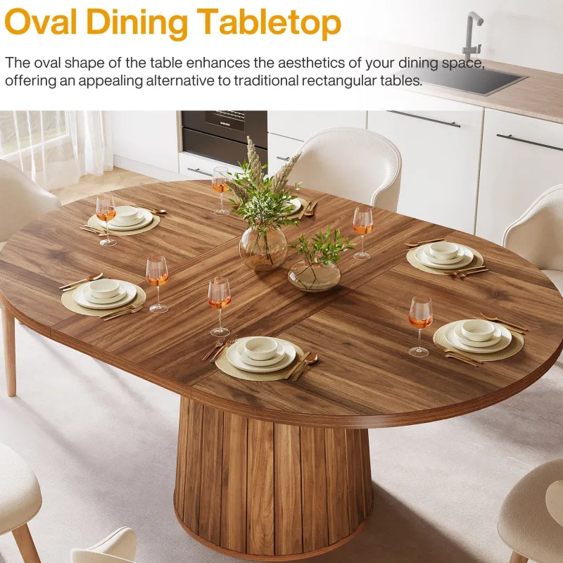 Tribesigns Dining Tables*55" Dining Table, Wood Oval Kitchen Dinner Table