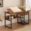 Tribesigns Desks*47.2" Drafting Table, Drawing Computer Desk with Storage Drawers