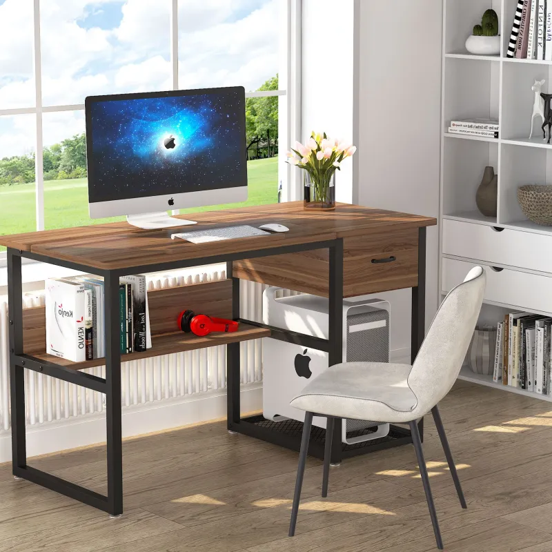 Tribesigns Desks*47.2" Drafting Table, Drawing Computer Desk with Storage Drawers