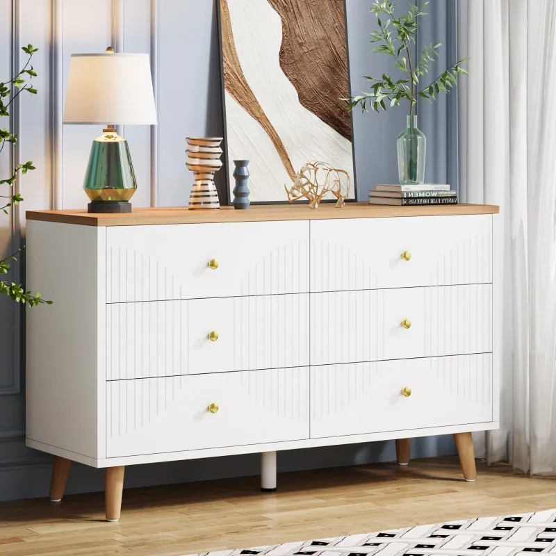 Tribesigns Chests Of Drawers*6 Drawer Dresser, 47" Modern Wood Storage Organizer Chest of Drawers