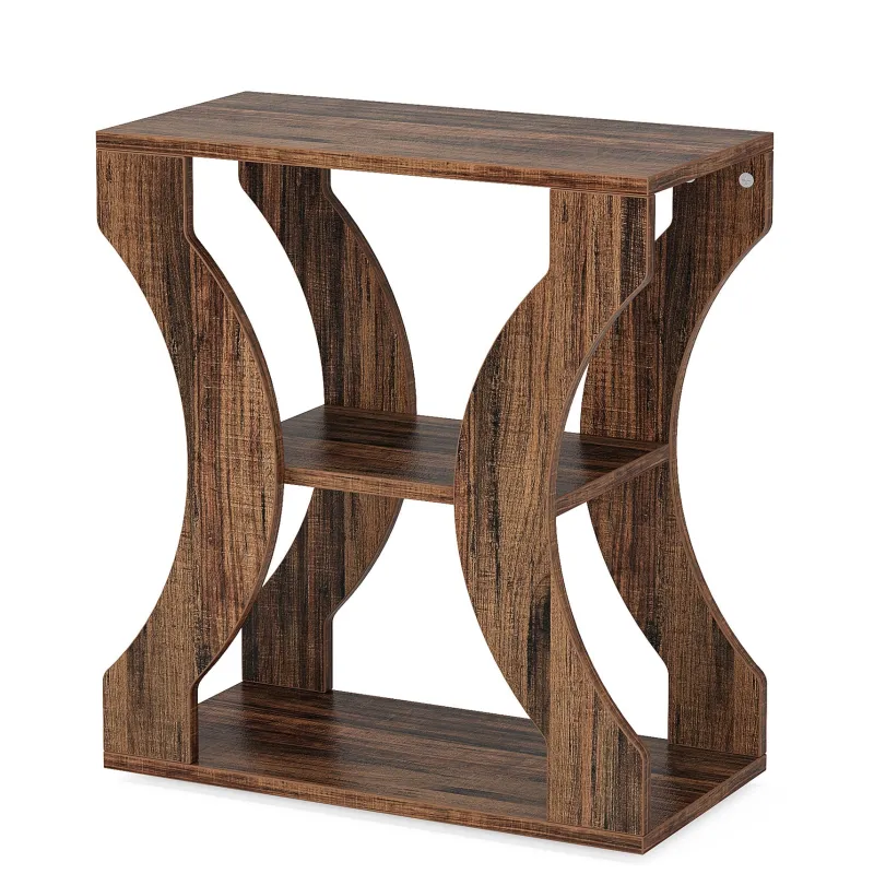 Tribesigns End & Side Tables*24" End Table, 3 - Tier Farmhouse Side Table with Storage Shelves