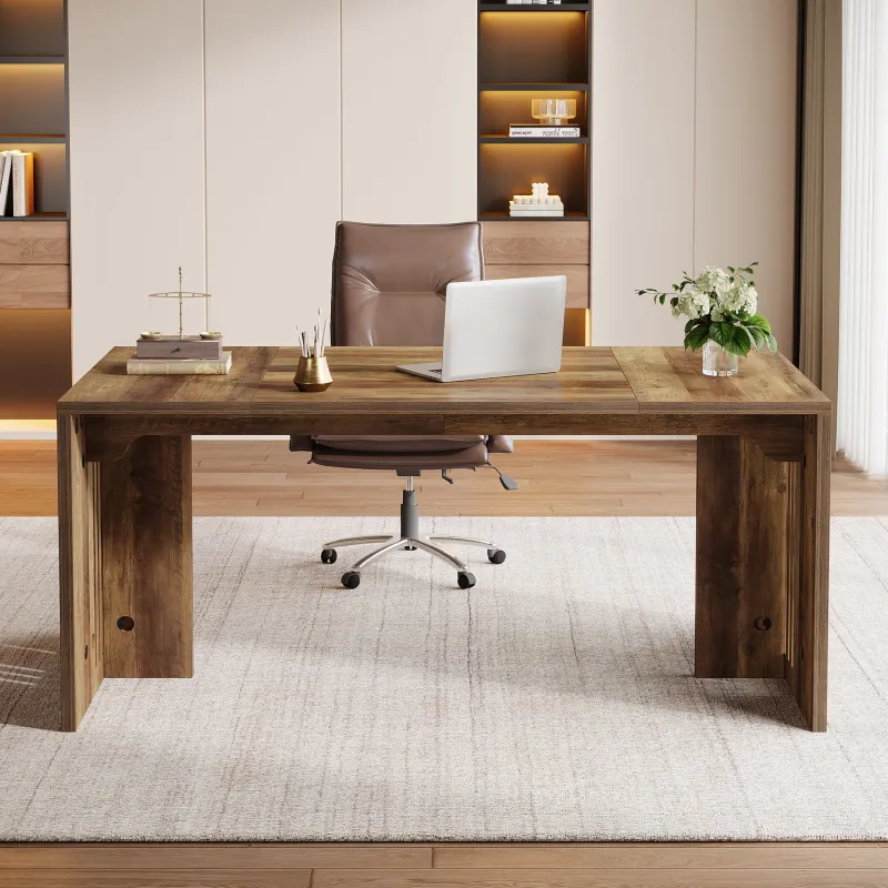 Tribesigns Desks*63" Executive Desk, Farmhouse Computer Writing Conference Table