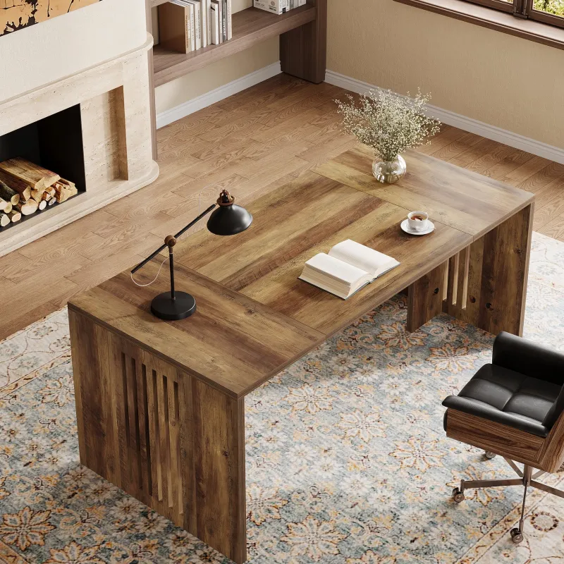Tribesigns Desks*63" Executive Desk, Farmhouse Computer Writing Conference Table