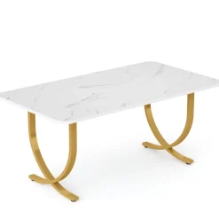 Tribesigns Desks*63" Executive Desk, Faux Marble Computer Desk Meeting Table