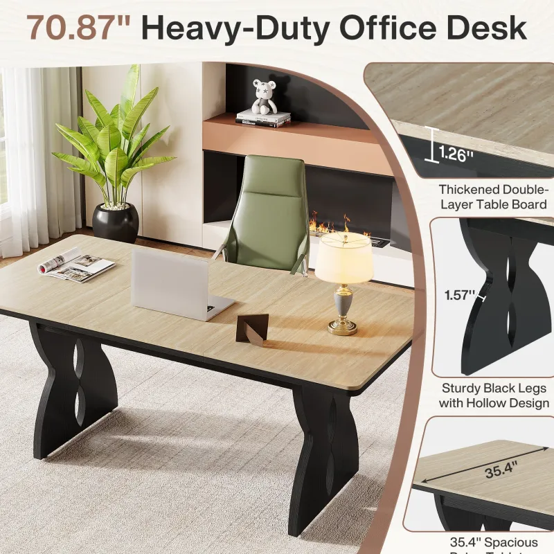 Tribesigns Desks*70.8" Executive Desk, Heavy - duty Computer Desk Office Desk