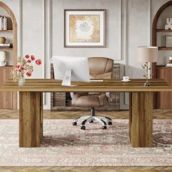 Tribesigns Desks*70.8" Executive Desk, Home Office Desk Computer Desk with Storage Shelves