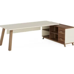 Tribesigns Desks*71" Executive Desk, L - Shaped Computer Desk Office Desk with File Cabinet