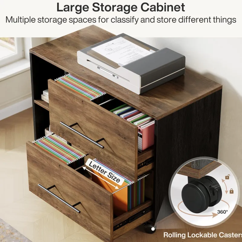 Tribesigns Desks*70.8" Executive Desk, L - Shaped Home Office Desk with File Cabinet