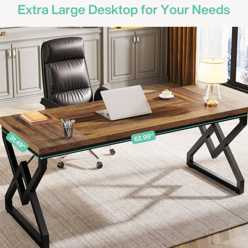 Tribesigns Desks*63" Executive Desk, Large Computer Desk for Home Office