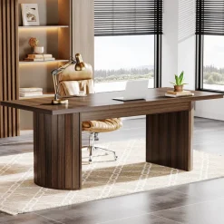 Tribesigns Desks*78.8" Executive Desk, Large Computer Office Desk with Double Pedestal