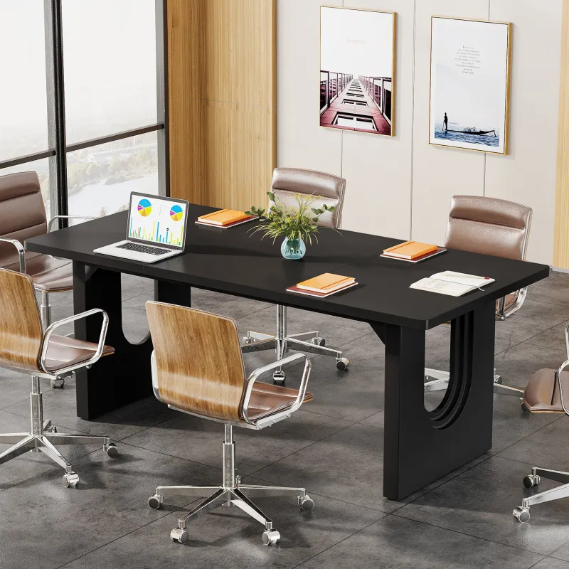 Tribesigns Desks*71" Executive Desk, Modern Computer Desk with Wood Double Pedestal Base