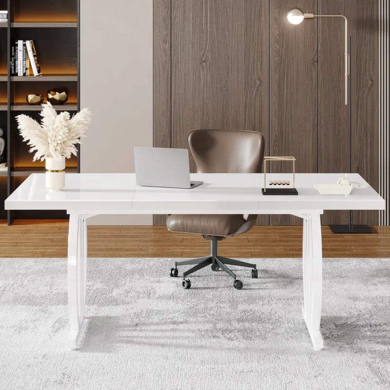 Tribesigns Desks*63" Executive Desk, Modern Computer Desk with Metal Geometric Base