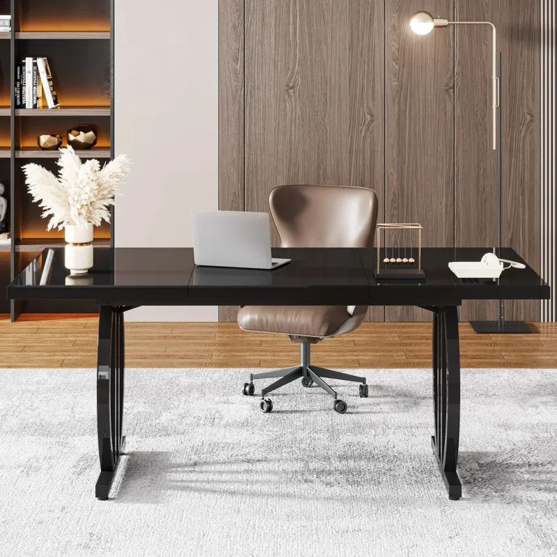 Tribesigns Desks*63" Executive Desk, Modern Computer Desk with Metal Geometric Base