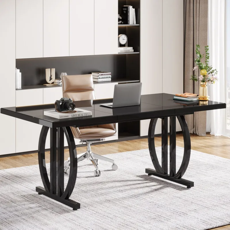 Tribesigns Desks*63" Executive Desk, Modern Computer Desk with Metal Geometric Base