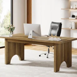 Tribesigns Desks*63" Executive Desk, Rustic Wood Computer Desk Office Desk