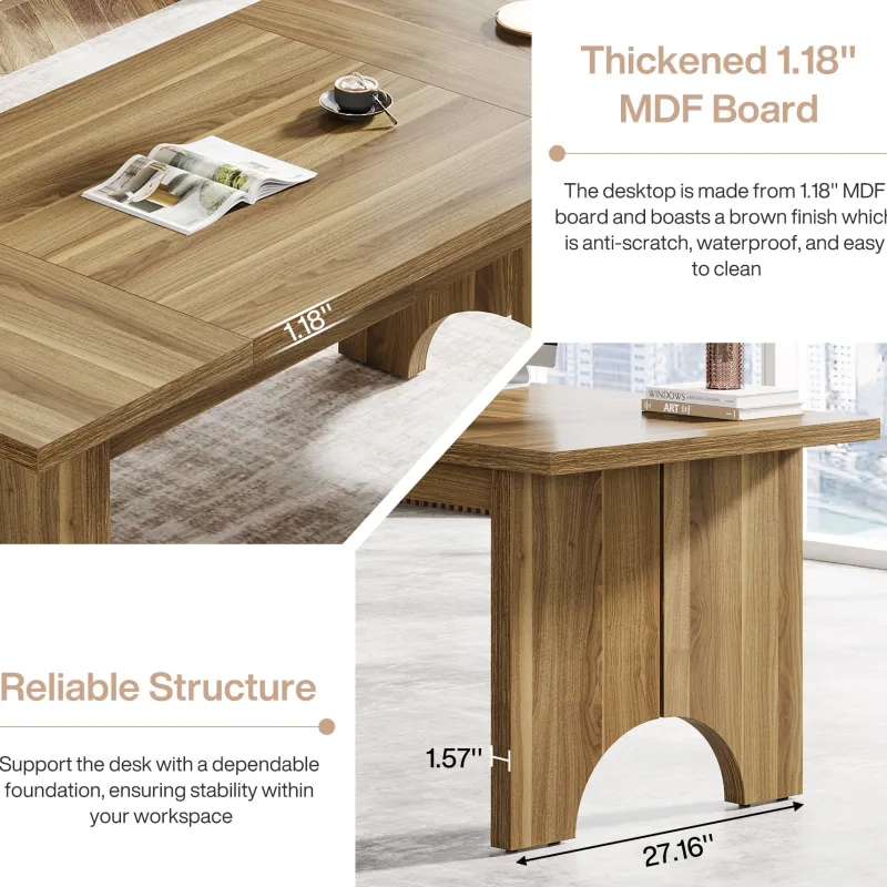 Tribesigns Desks*63" Executive Desk, Rustic Wood Computer Desk Office Desk