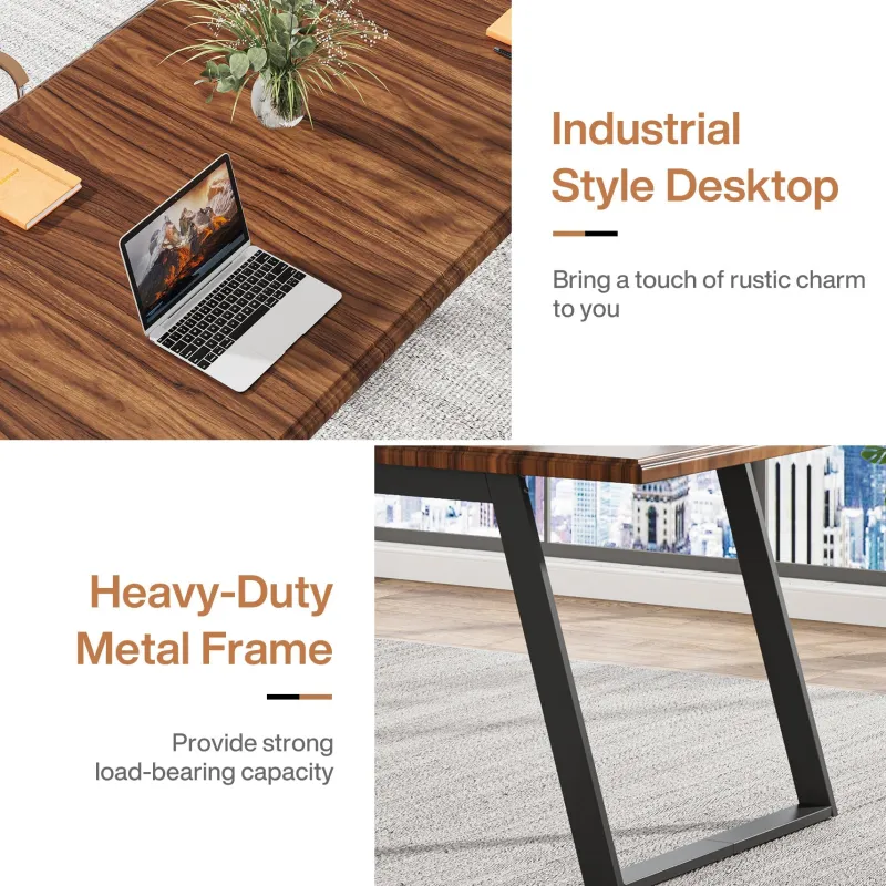 Tribesigns Desks*63" Executive Desk, Simple Wood Computer Writing Desk