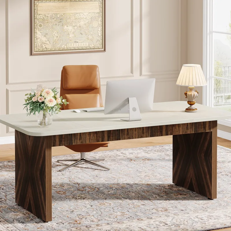 Tribesigns Desks*70.8" Executive Desk, Wood Computer Office Desk Conference Table