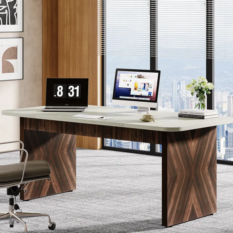 Tribesigns Desks*70.8" Executive Desk, Wood Computer Office Desk Conference Table