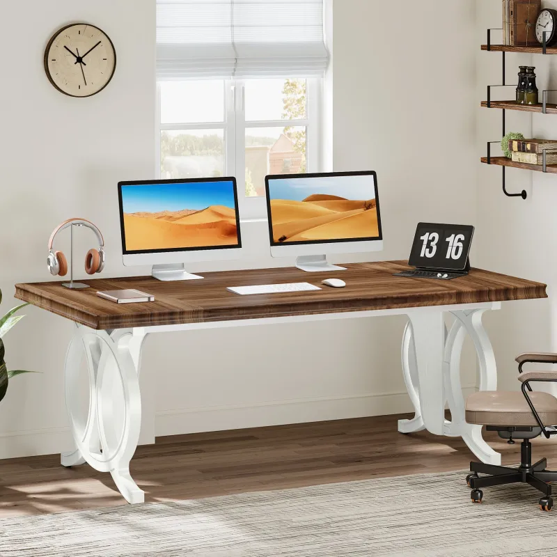 Tribesigns Desks*70.8" Executive Desk, Wood Computer Office Desk Writing Table