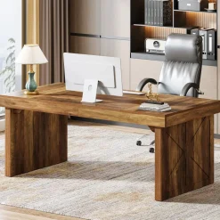Tribesigns Desks*63" Executive Desk, Wood Computer Desk Office Desk
