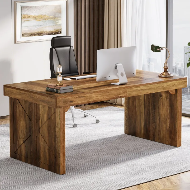 Tribesigns Desks*63" Executive Desk, Wood Computer Desk Office Desk