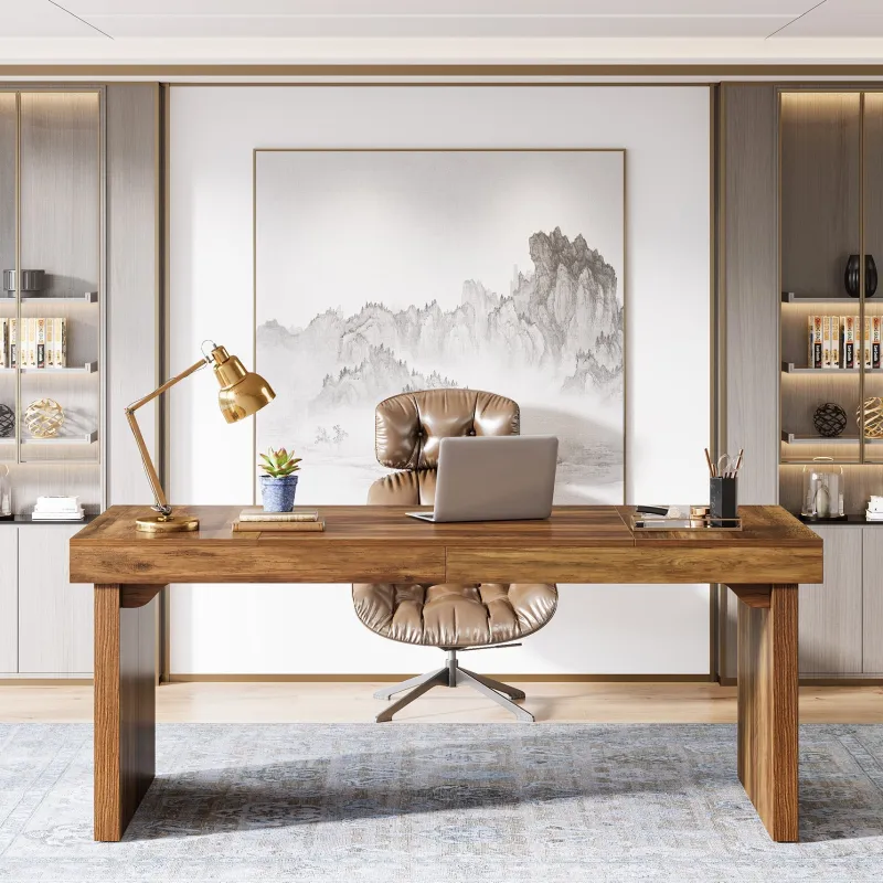 Tribesigns Desks*63" Executive Desk, Wood Computer Desk Office Desk