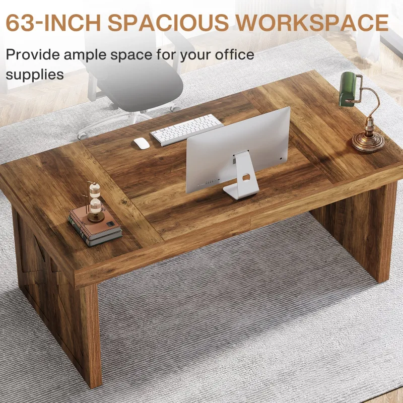 Tribesigns Desks*63" Executive Desk, Wood Computer Desk Office Desk