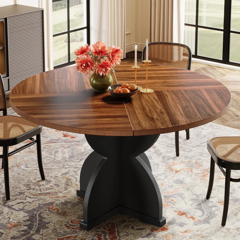 Tribesigns Dining Tables*47" Farmhouse Dining Table, Wood Circle Kitchen Table for 4 - 6 People