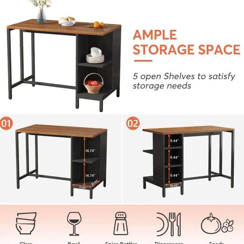 Tribesigns Kitchen Islands|Kitchen Islands*43" Kitchen Island Kitchen Counter Table with 5 Open Shelves