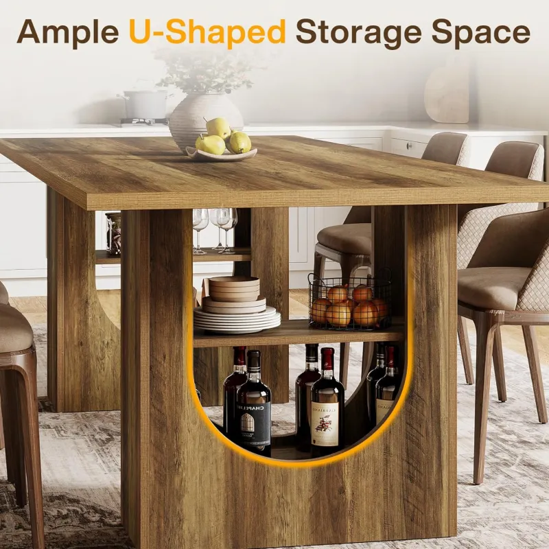 Tribesigns Dining Tables*70.8" Kitchen Table, Farmhouse Dining Table with Storage Shelves for 6 - 8