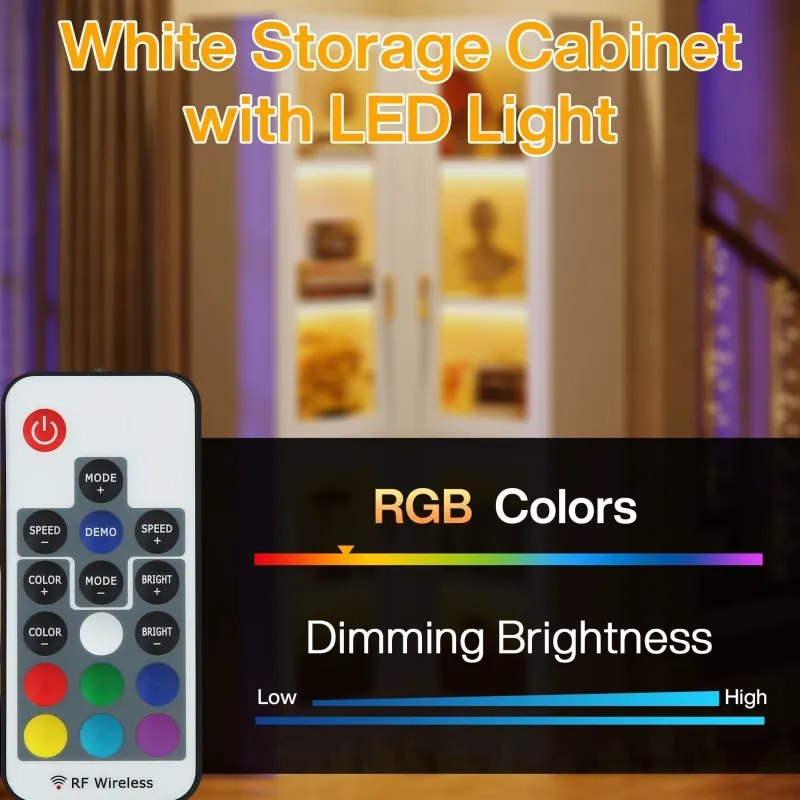 Tribesigns Bookcases & Bookshelves|Bookcases & Bookshelves*70.9" L - Shaped Bookshelf, 5 - Tier Bookcase with LED Light and 4 Acrylic Doors