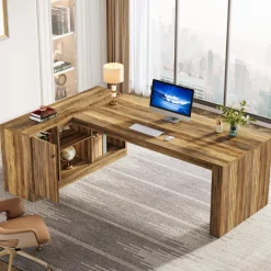 Tribesigns Desks*72" L - Shaped Desk, Executive Desk Office Computer Desk with Cabinet