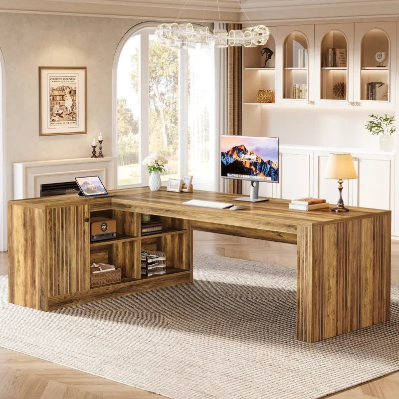 Tribesigns Desks*72" L - Shaped Desk, Executive Desk Office Computer Desk with Cabinet