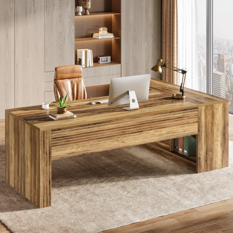 Tribesigns Desks*72" L - Shaped Desk, Executive Desk Office Computer Desk with Cabinet