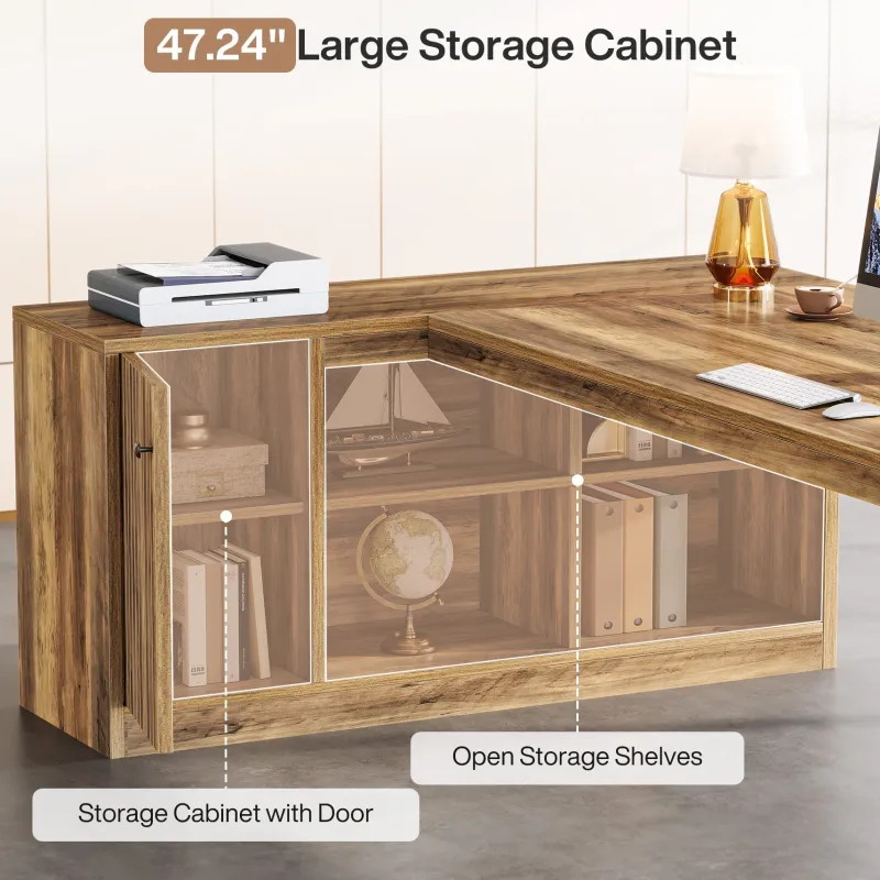 Tribesigns Desks*72" L - Shaped Desk, Executive Desk Office Computer Desk with Cabinet