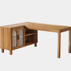 Tribesigns Desks*59" L - Shaped Executive Desk, Computer Desk Home Office Desk With Storage Cabinet