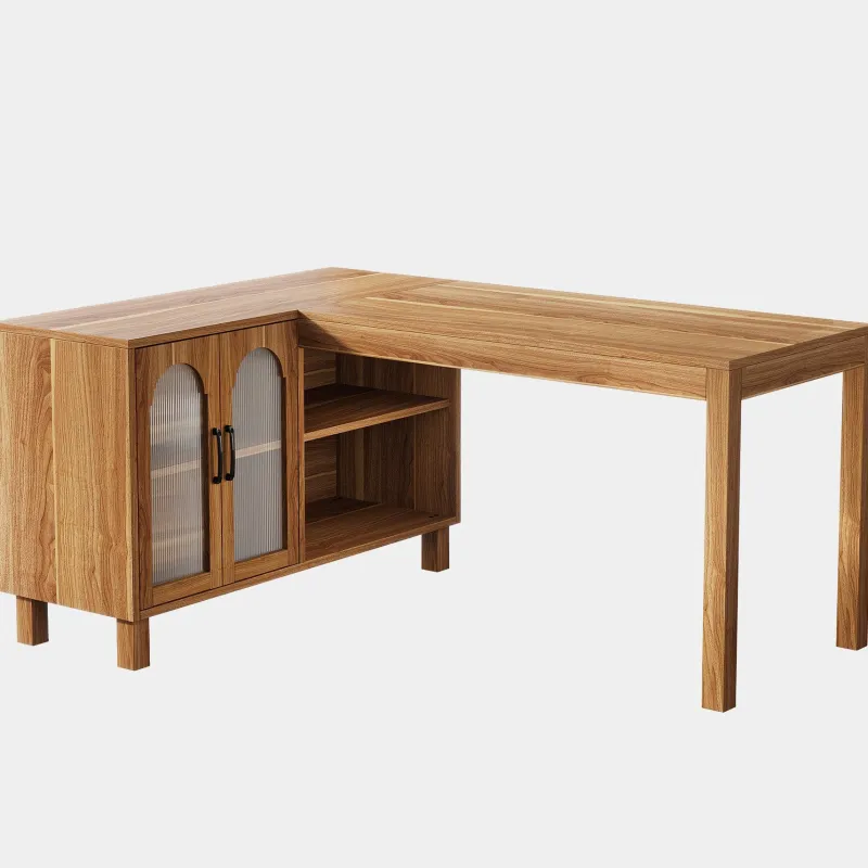 Tribesigns Desks*59" L - Shaped Executive Desk, Computer Desk Home Office Desk With Storage Cabinet
