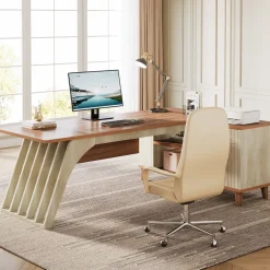 Tribesigns Desks*78.7" L - Shaped Executive Desk, Computer Desk Office Desk with File Cabinet