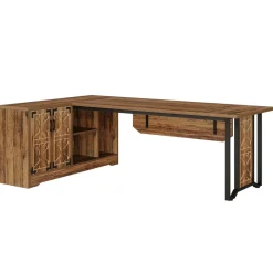 Tribesigns Desks*78" L - Shaped Executive Desk, Farmhouse Reversible Computer Desk with Cabinet