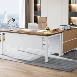 Tribesigns Desks*63" L-Shaped Desk, Modern Executive Computer Desk with 37" Mobile File Cabinet