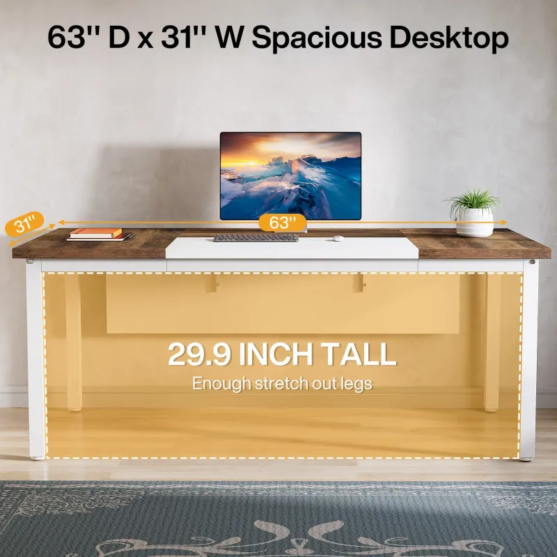 Tribesigns Desks*63" L-Shaped Desk, Modern Executive Computer Desk with 37" Mobile File Cabinet