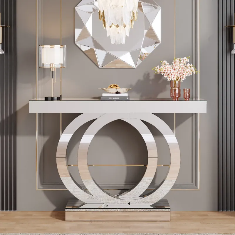 Tribesigns Console Tables|Console Tables*43" Mirrored Console Table, Glass Sofa Table Foyer Table